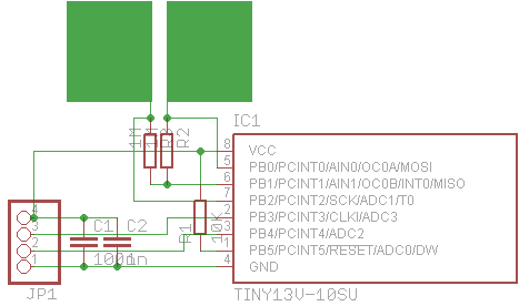 Tiny13_touch schematic